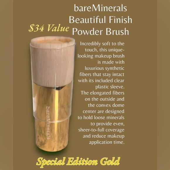 bareMinerals Beautiful Finish Powder Brush Gold - Picture 1 of 9